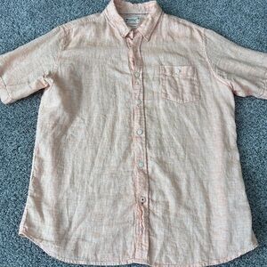 Original Weatherproof Vintage Men’s Washable Linen Orange Half Sleeve Shirt XL